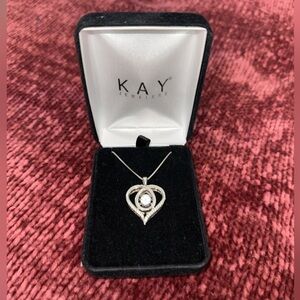 Kay Jewelers Silver and White Heart Necklace